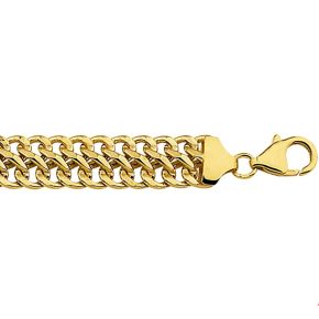 Gouden armband zilveren kern dubbele gourmet 19cm 4.8gr 5000122