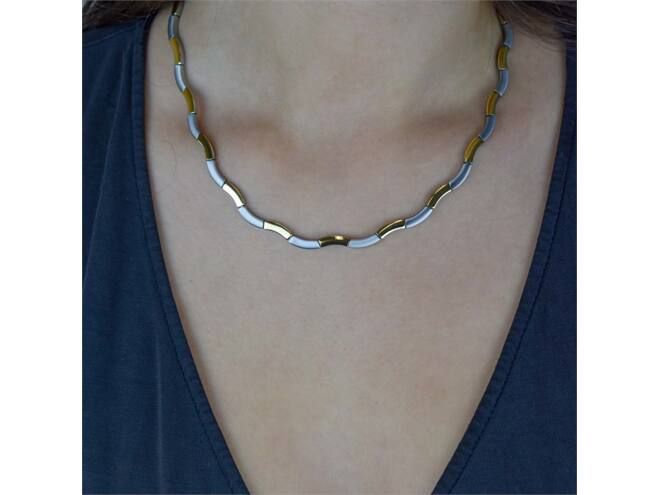 Boccia collier titanium/geel pvd 0844-02