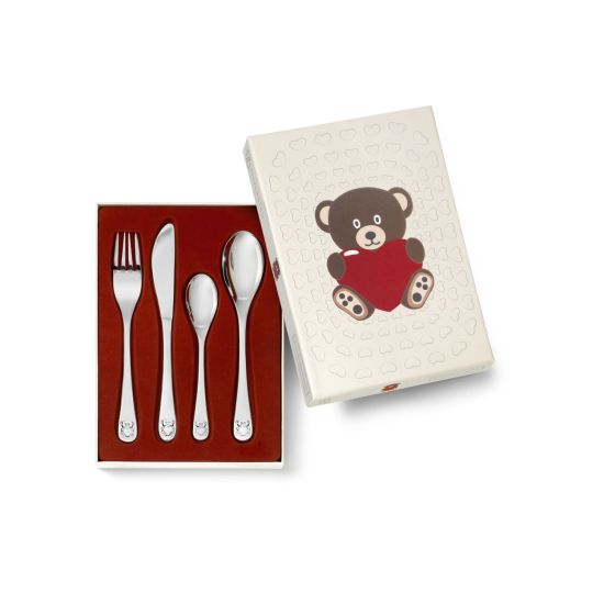 4-delig Kindercouvert staal Beer met Hart 6828030