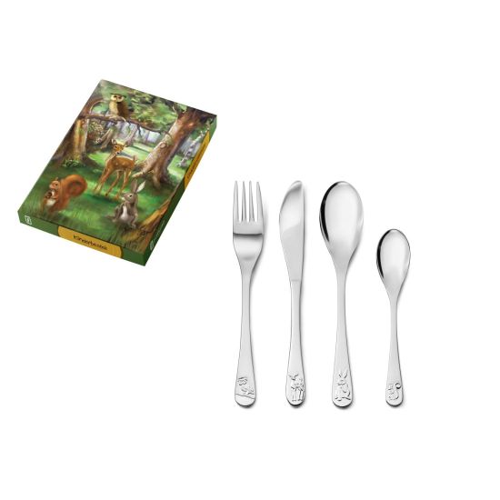 4-delig kindercouvert staal bosdieren 6829030