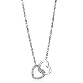 Zilveren collier 2xhart zirkonia ZIC1736