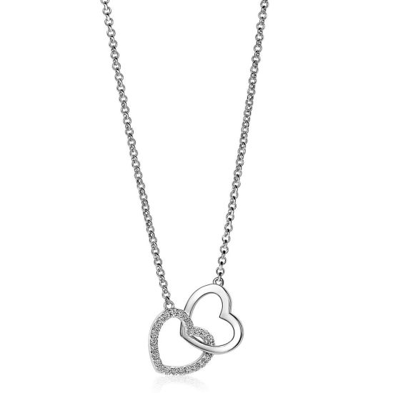 Zilveren collier 2xhart zirkonia ZIC1736