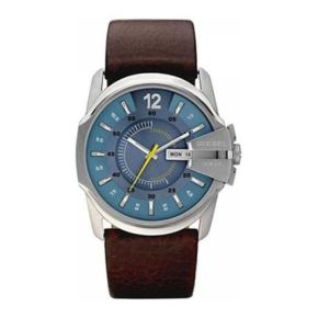 Horloge heren staal leer bruin DZ1399