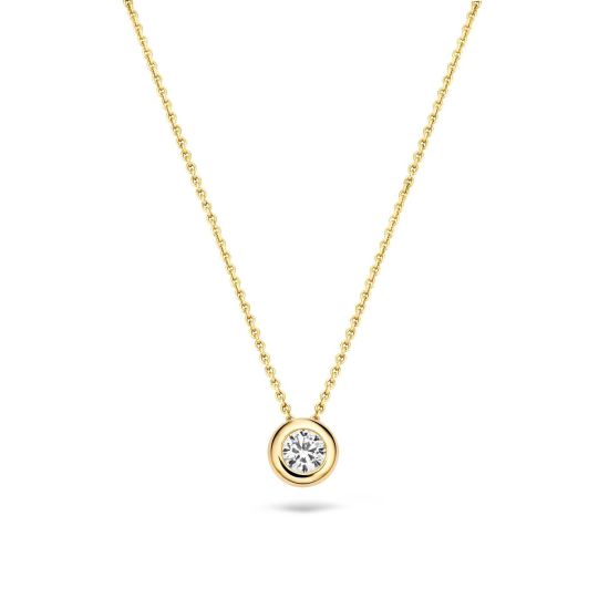 Gouden collier gladom zirkonia 3052YZI