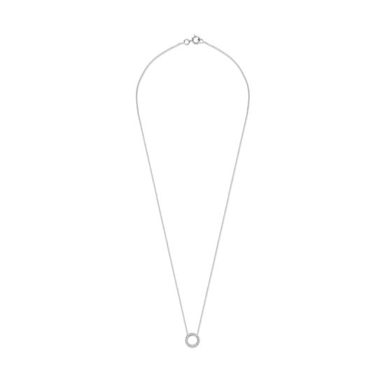 Witgouden collier cirkel zirkonia 3065WZI