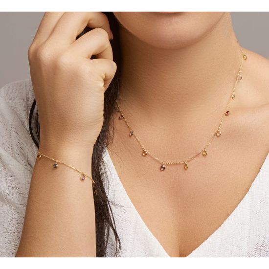 Gouden amband natuurlijke kleurstenen 16,5-18,5 4021648