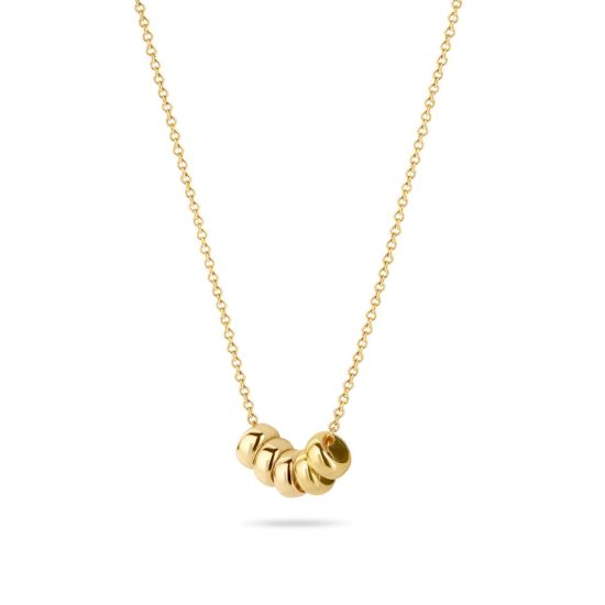 Gouden collier 5xringetje 3087YGO 