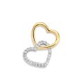 Gouden hanger bicolor 2x hart zirkonia HH425868