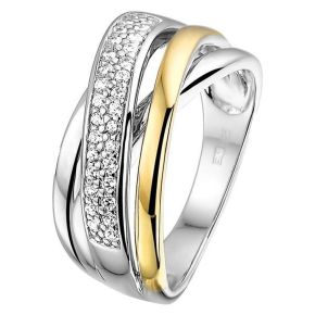 Zilver met gouden ring en zirkonia RF625170-54