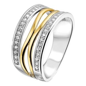 Zilveren/goud ring zirkonia RF625207-60