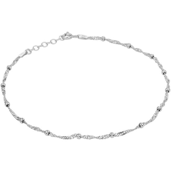 Zilveren enkelband singapore-bolletje 24-26