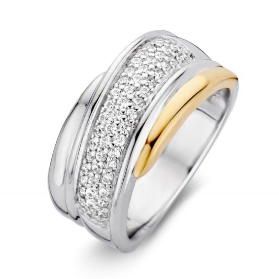 Zilveren/goud ring zirkonia RF625213-56