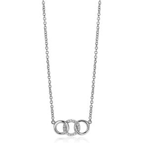 Zilveren collier 3xrondje zirkonia  ZIC2045