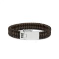 Zilveren sluiting armband zwart/bruin leer 841BBR.20