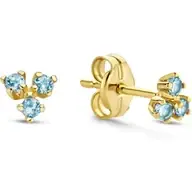 Gouden oorstekers met blauwtopaas  JKE20.017