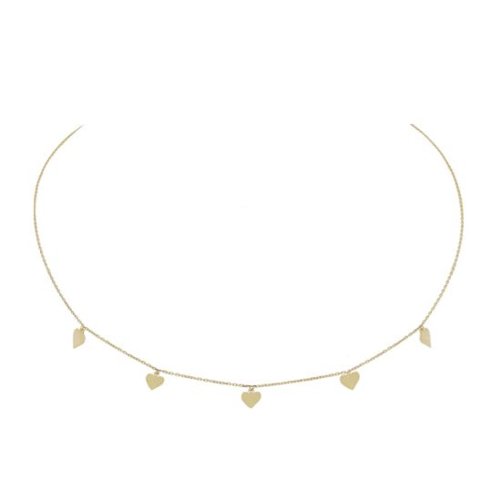 Gouden collier 5 hartjes JKN20023
