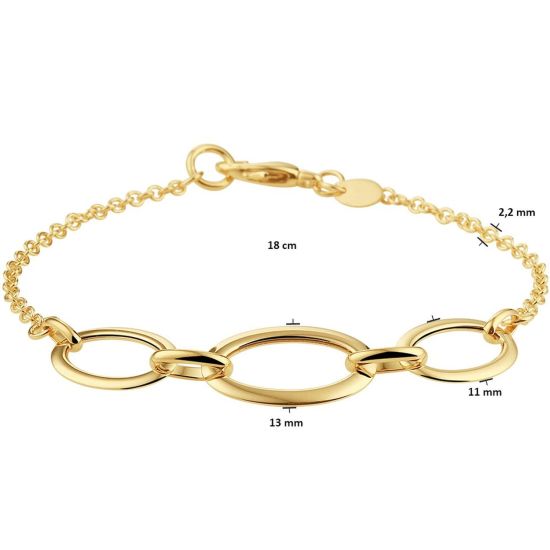 Gouden armband 3xovaal 18cm 4023115