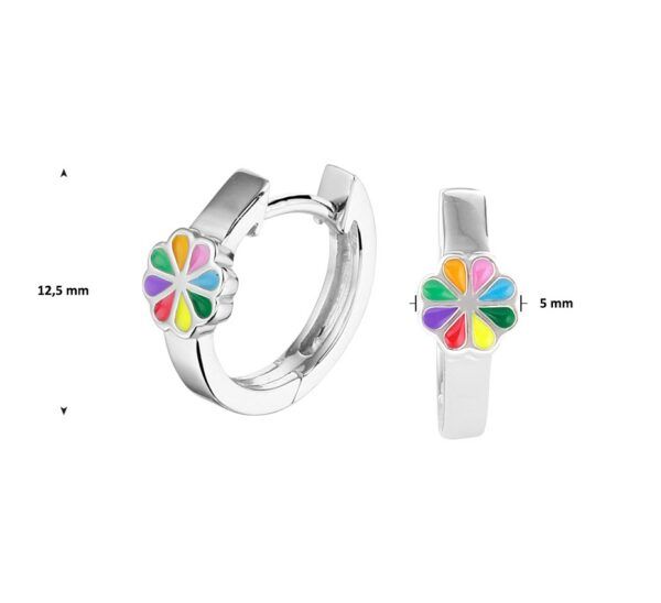 Zilveren oorringen bloem multi color 1330156
