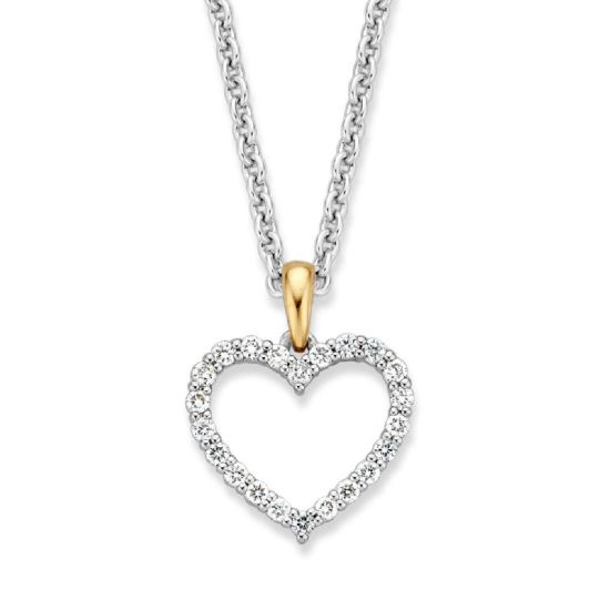 Gouden hanger hart bicolor briljant 0.26H/Si-1 HG415436