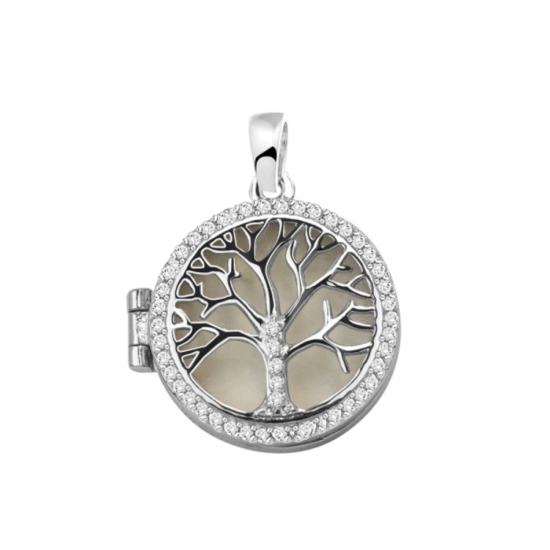 Zilveren hanger levensboom zirkonia 140S