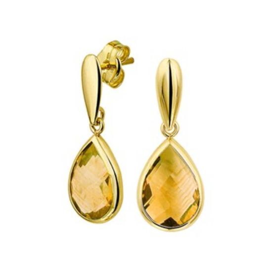 Gouden oorhangers druppel citrien 4017178