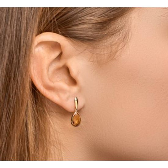 Gouden oorhangers druppel citrien 4017178