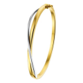 Gouden bangle bicolor scharnier vlakke buis 3 x 60mm 4201516