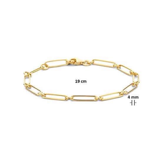 Gouden armband paperclip 19cm 
