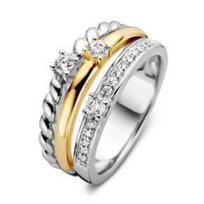 Zilveren/goud ring zirkonia RF627127-56