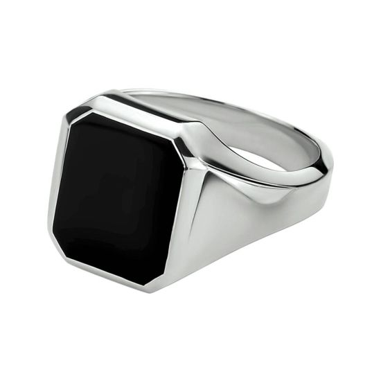 Zilveren ring onyx mt21.5 1014619