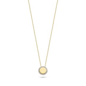 Gouden collier plaatje zirkonia 3124YZI