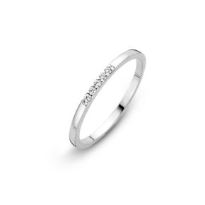 Witgouden ring 5x0.01crt H/SI mt 17.5