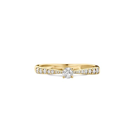 gouden Blush Diamonds ring, 4poot+ 0.33ct briljant mt54