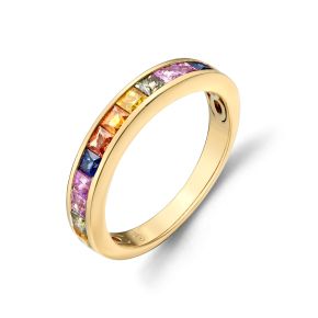 Gouden ring gekleurd saffier 1.57ct mt17.75 4025091