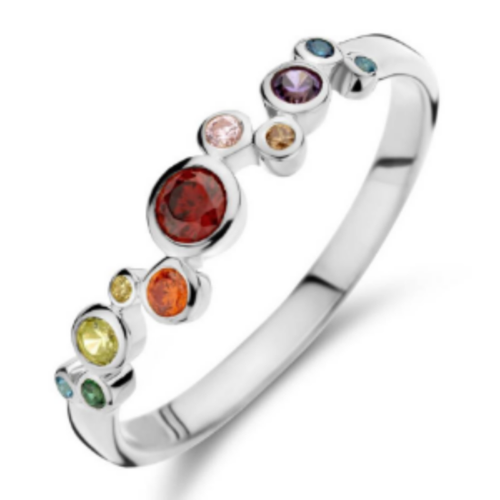 Zilveren Ring Zirkonia Gekleurd
