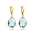 Gouden oorhangers druppel blauw topaas 4025539