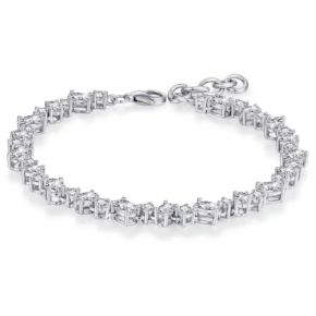 Tennis bracelet with oval and round stones | 17 +3 cm long