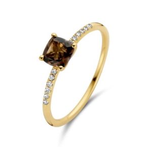 Gouden ring 0.06crt + rookkwarts 1638YDS/54