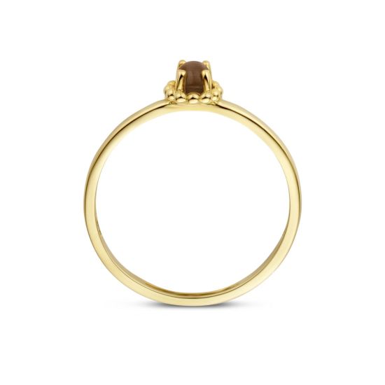 Gouden ring bruin cats eye mt 52 1225YCB/52