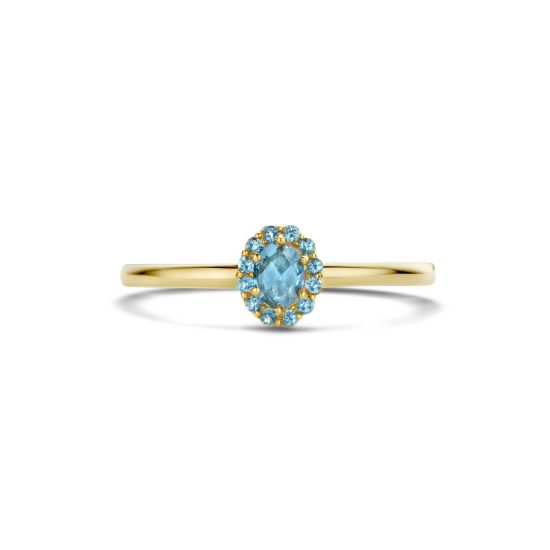 Gouden ring london blauwtopaas mt 54 1226YLB/54