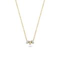 Gouden collier 3xcirkel bicolor zirkonia 3136BZI