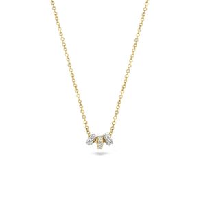 Gouden collier 3xcirkel bicolor zirkonia 3136BZI