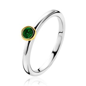 Zilveren ring groen zirk ZIR1177G-54