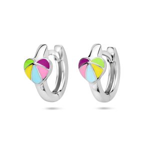 Zilveren oorringen hart multi color 1336986