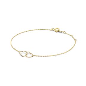 Gouden armband 2 hartjes 18cm  JKB23049
