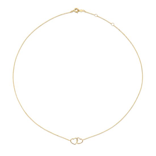 Gouden collier 2 hartjes JKN23049