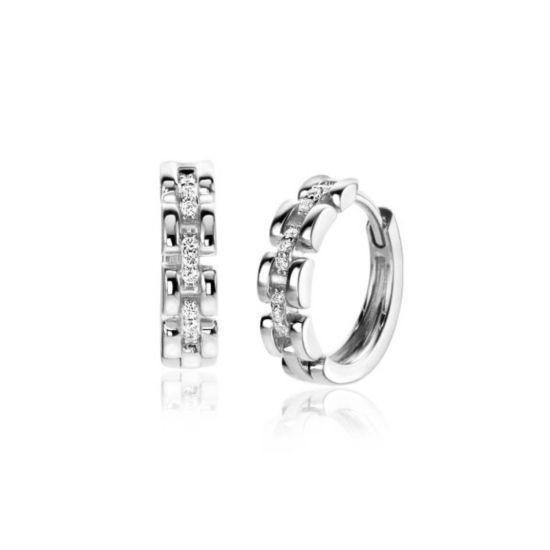 Zilveren oorringen rolexschakel zirkonia 16mm ZIO2504