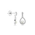 Zilveren Oorhangers parel en zirkonia