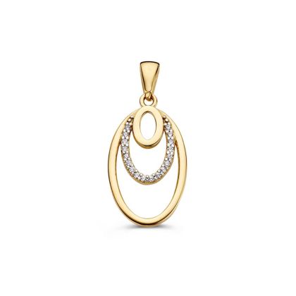 Gouden hanger ovaal zirkonia HM127771