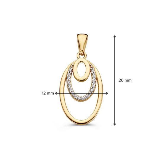 Gouden hanger ovaal zirkonia HM127771